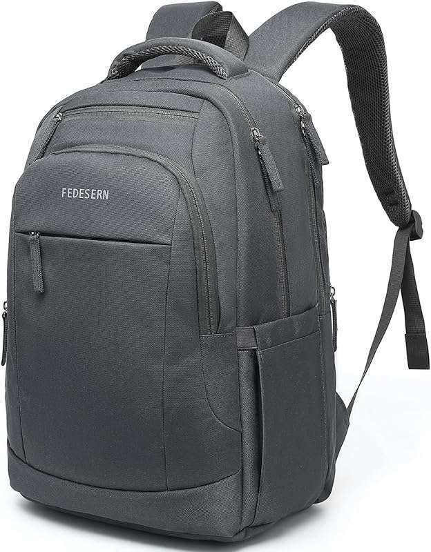 Grey Smell Proof Backpack with Lock, Water Resistant Travel Laptop Bag