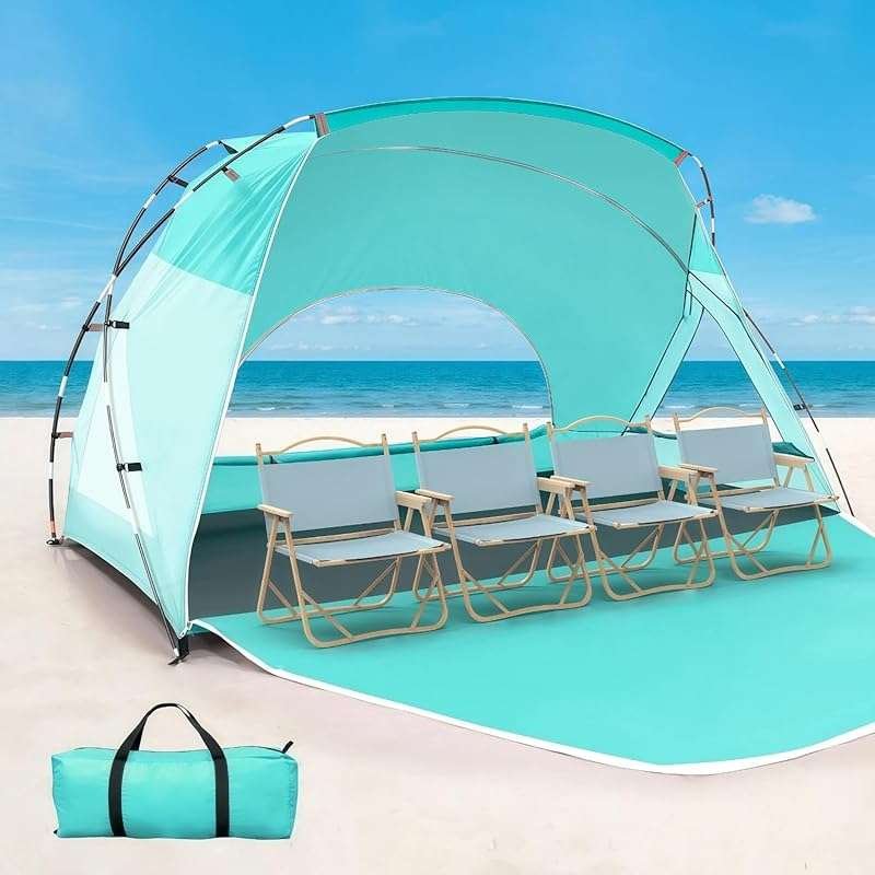 Portable Beach Tent Sun Shelter for 2-8 People, UPF 50+ UV Protection 
