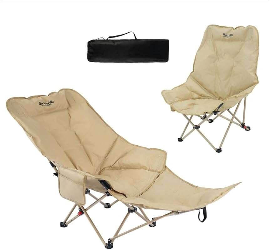 Dual Purpose Folding Camping Cot & Chair: Adjustable Sleeping Chair wi
