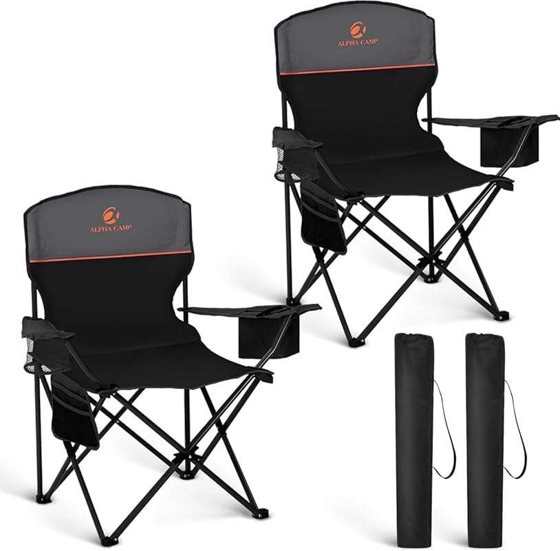 HIGH POINT SPORTS 2 Pack Folding Camping Chairs for Adults, Lightweigh