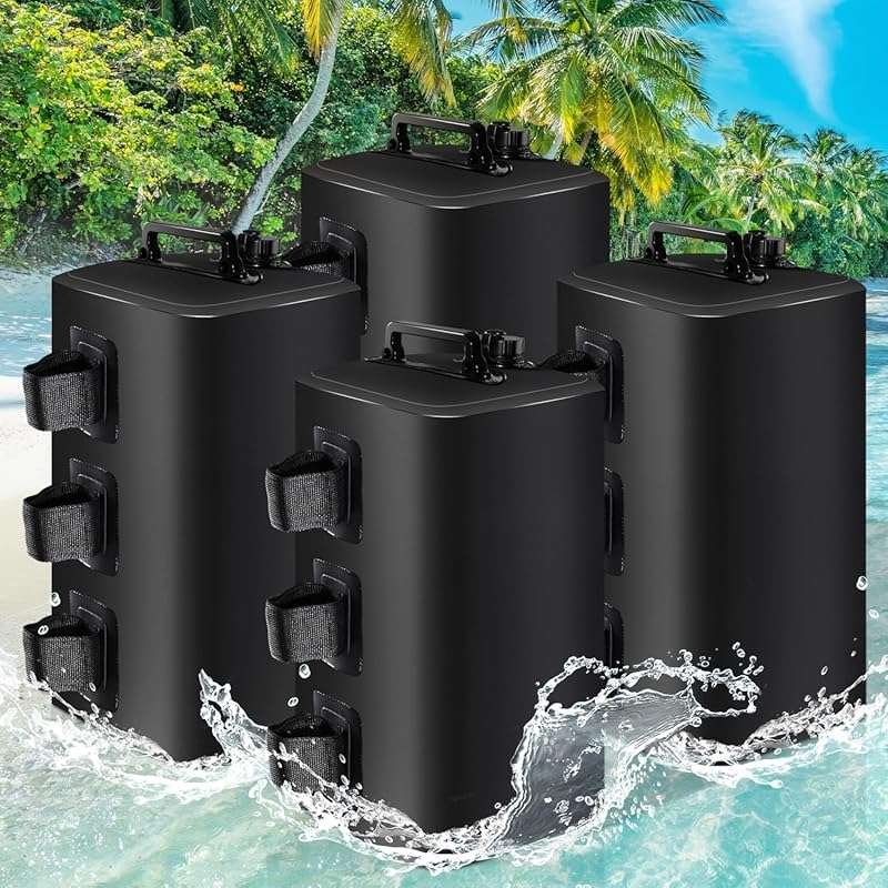 FRUITEAM 220LBS Canopy Weights, Set of 4 Black 25L Water Bags for Tent