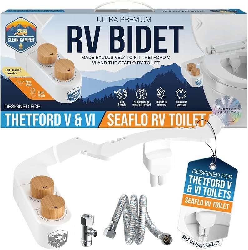 RV Bidet Attachment for Thetford V, VI & SeaFlo Plastic Toilets; Easy
