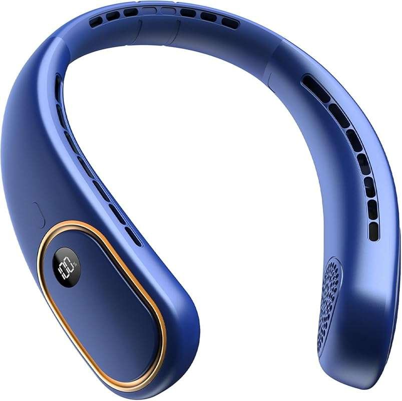 Rechargeable Hands-Free Neck Fan with Digital Display, 4 Speeds & 5000