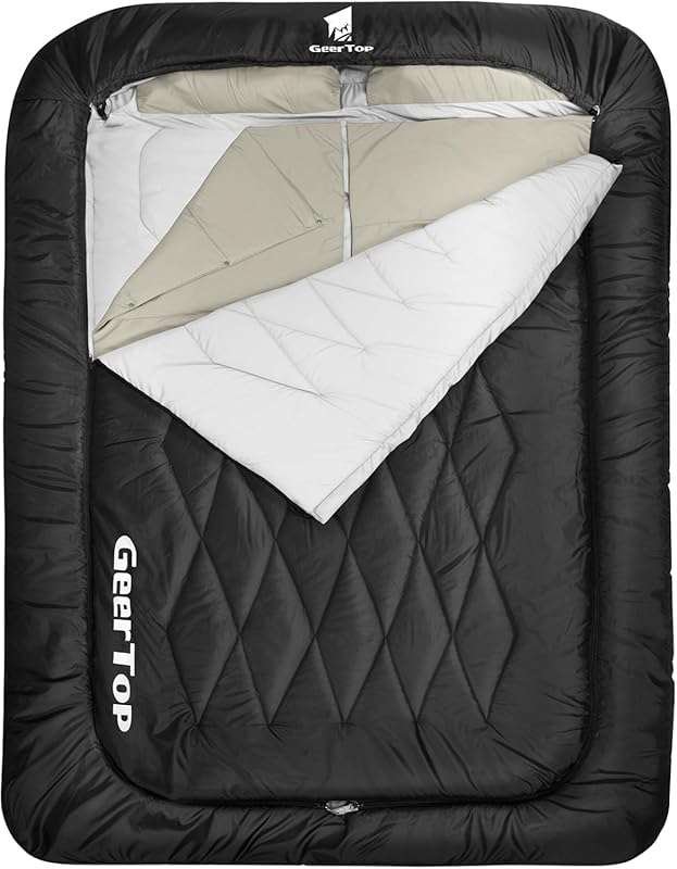 Geertop Double Sleeping Bag for Cold Weather Camping with Blanket, Sui