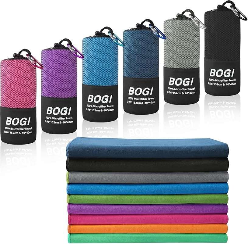 BOGI Microfiber Sports Towel: Quick Dry, Soft, Lightweight, Absorbent,