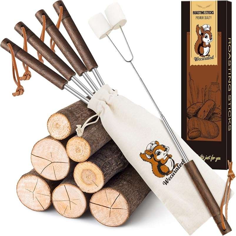 Telescoping Long Smores Sticks for Fire Pit - Marshmallow Roasting Ske