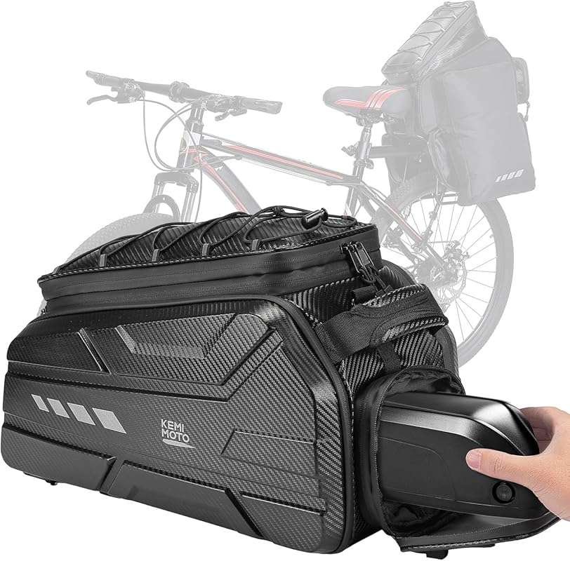 KEMIMOTO 40L Ebike Battery Bag - Hard Shell Rear Rack Pannier with Wat