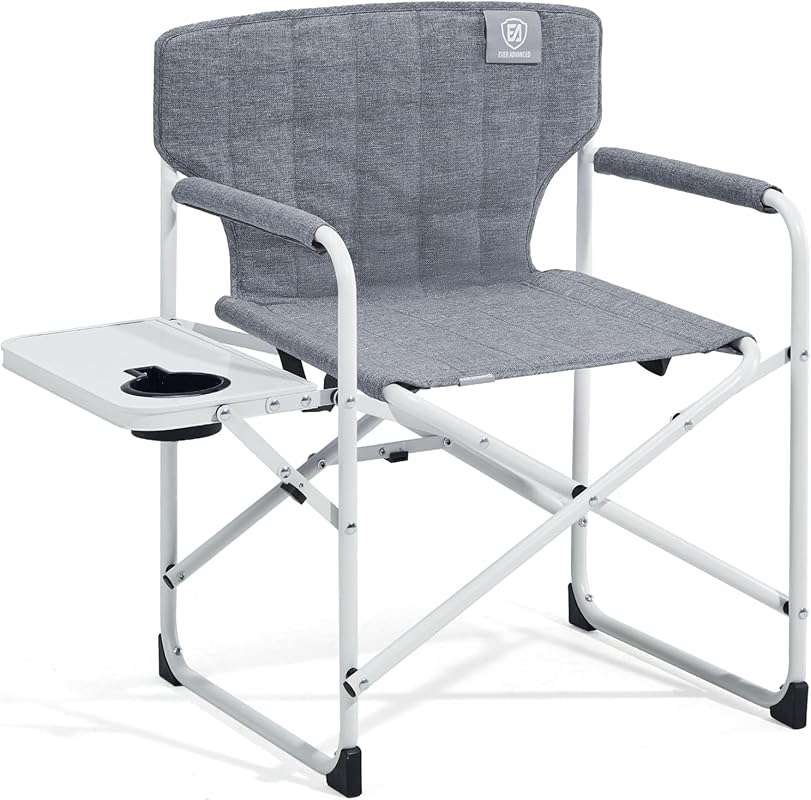 EVER ADVANCED Grey Padded Kids Folding Director Chair with Side Table,