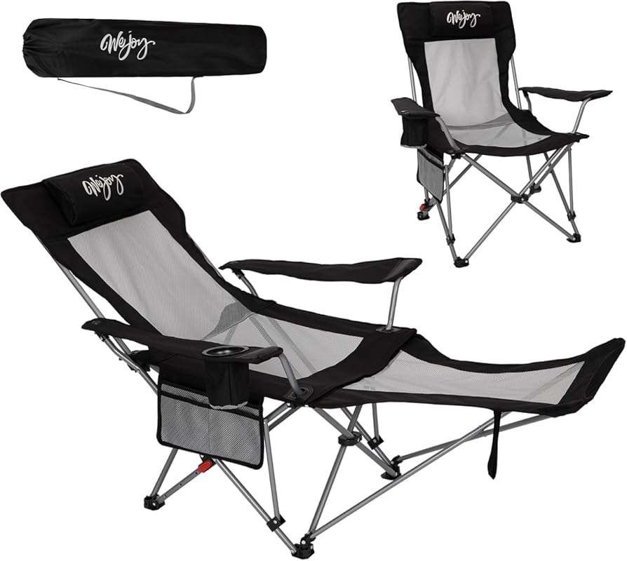 WEJOY 2-in-1 Reclining Camping Chair with Footrest for Adults, Lightwe