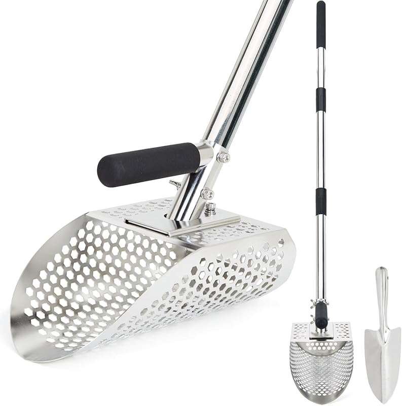 Stainless Steel Sand Scoop for Metal Detecting with Long Handle - Beac