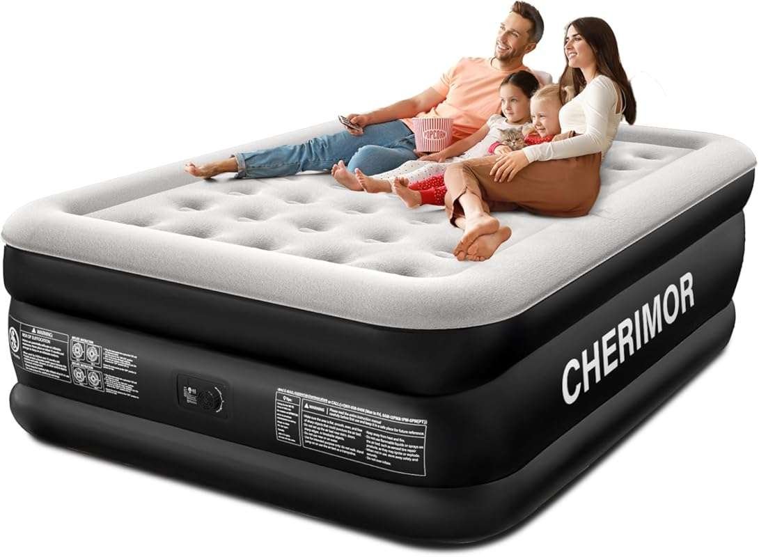 Queen Air Mattress with Built-in Pump: Raised Comfort, Leak-Proof, Hon