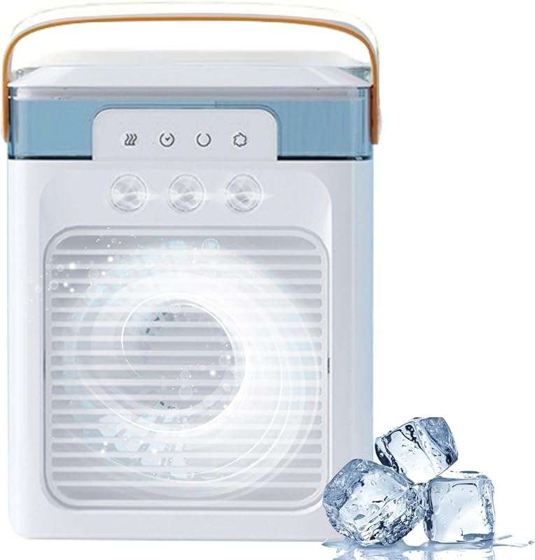 Portable Air Conditioner: Mist Spray, 7 Color Lights, Humidifier, Batt
