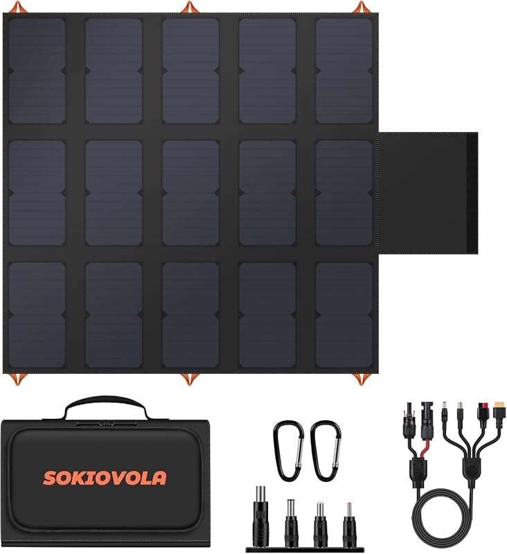 100W Foldable Portable Solar Panel Charger with QC3.0, 65W Type-C, MC4
