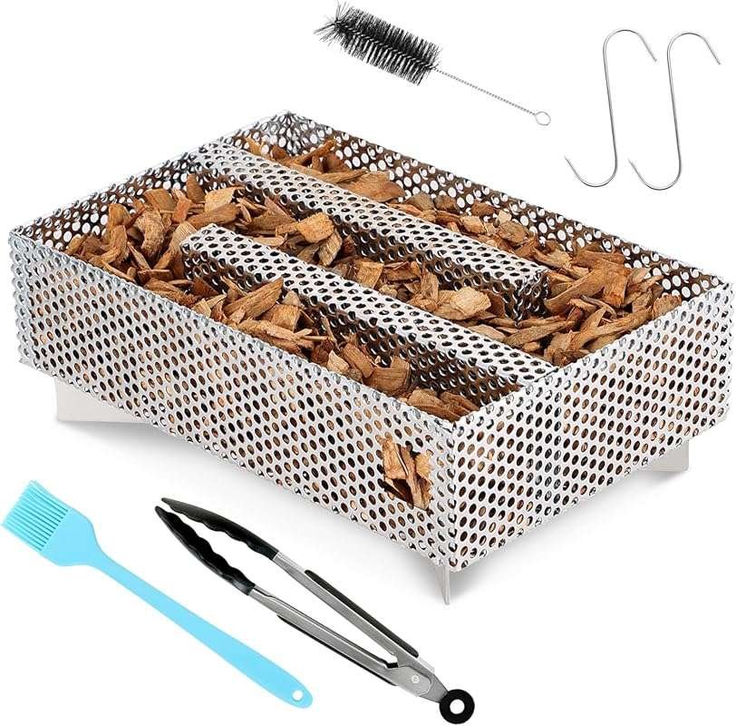 12-Hour Pellet Smoker Tray Box, 5βx8β for Hot/Cold Smoking Meat, Fish,