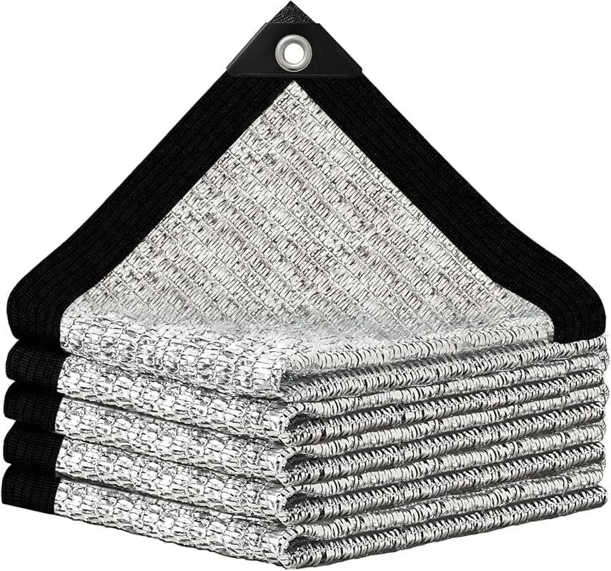 10x10' Aluminum Shade Cloth 80% Reflective Tarp, Durable Mesh Tarp wit