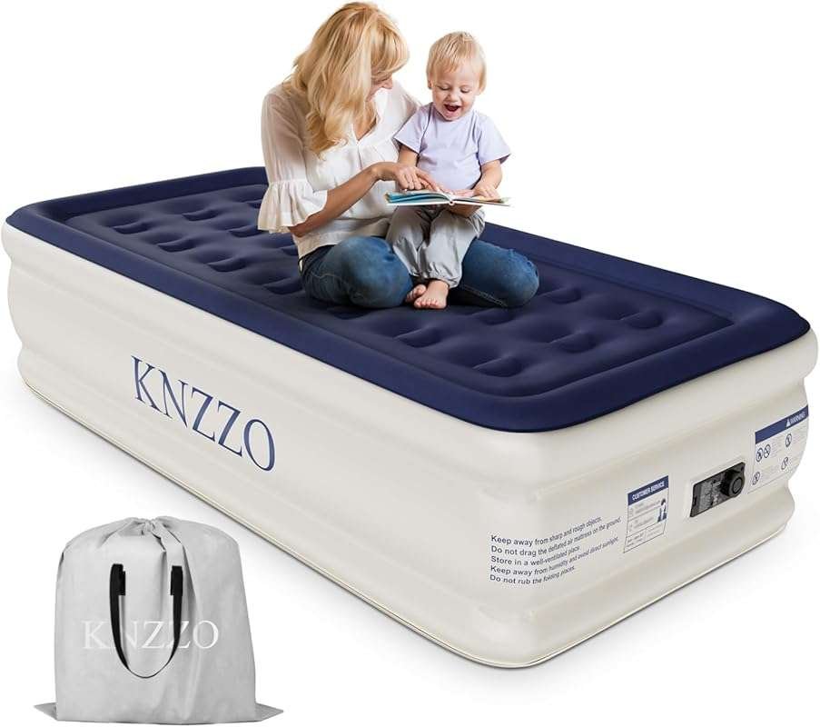 Twin Air Mattress with Built-in Pump, Soft Flocked Top, Leakproof Infl