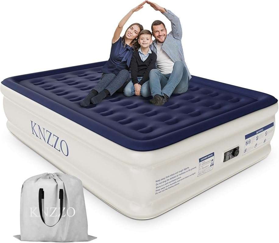 Queen Air Mattress with Built-in Pump for Home & Camping - Leakproof I