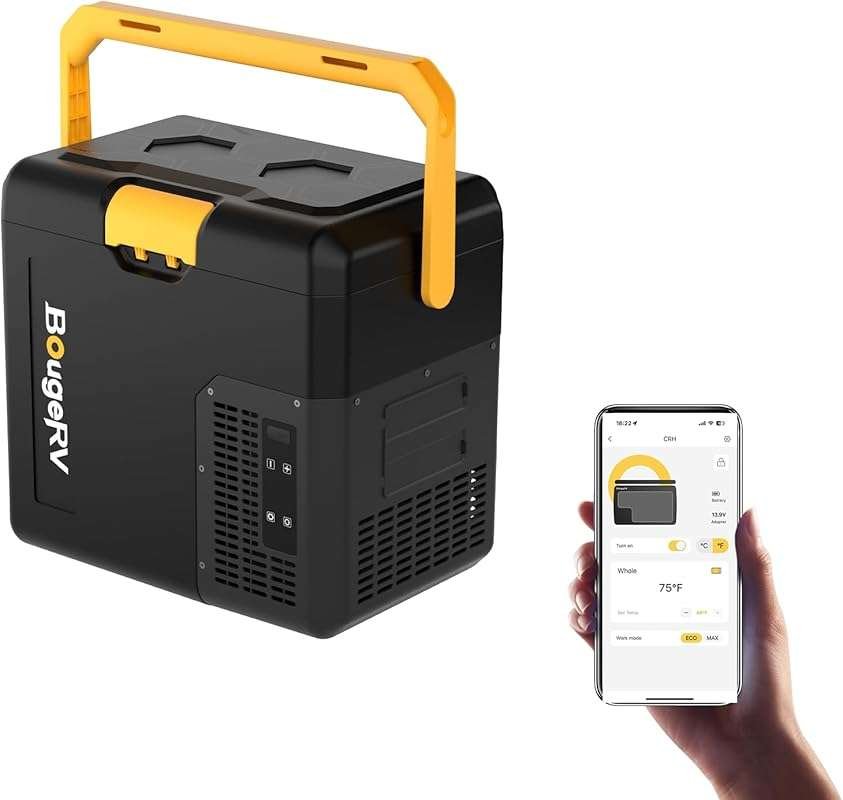 BougeRV CRH 19QT Car Fridge: Portable 12V Freezer for Road Trips, Camp