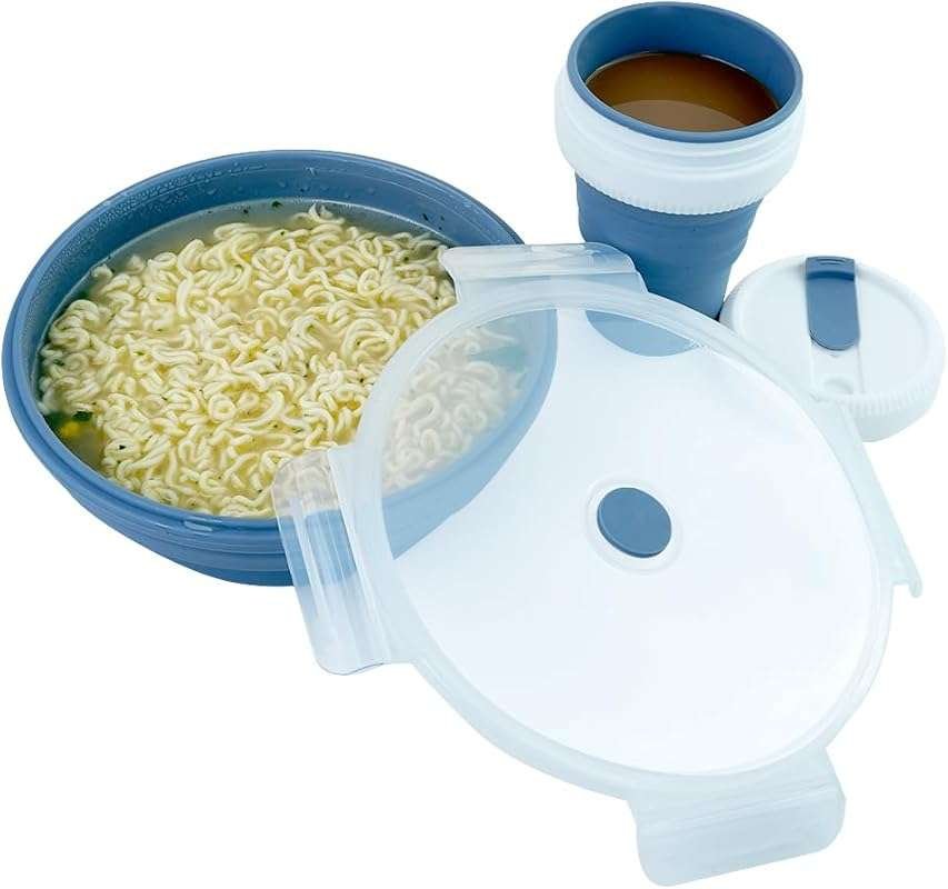 Collapsible Silicone Camping Bowl & Travel Cup Set for Hot/Cold Food S