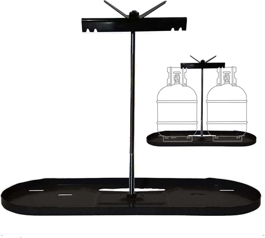 RV Dual Propane Tank Cylinder Rack for 20lb Tanks; All Black Design fo