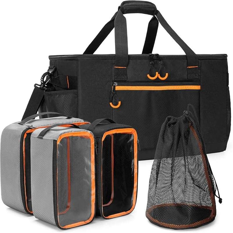 45L 5-in-1 Camping Gear Organizer with Mesh Pocket & Carrying Bag, Tac