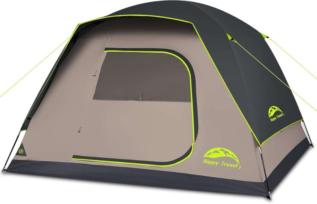 Happy Travel 4/6 Person Dome Camping Tent with Rainfly, Waterproof, Ea