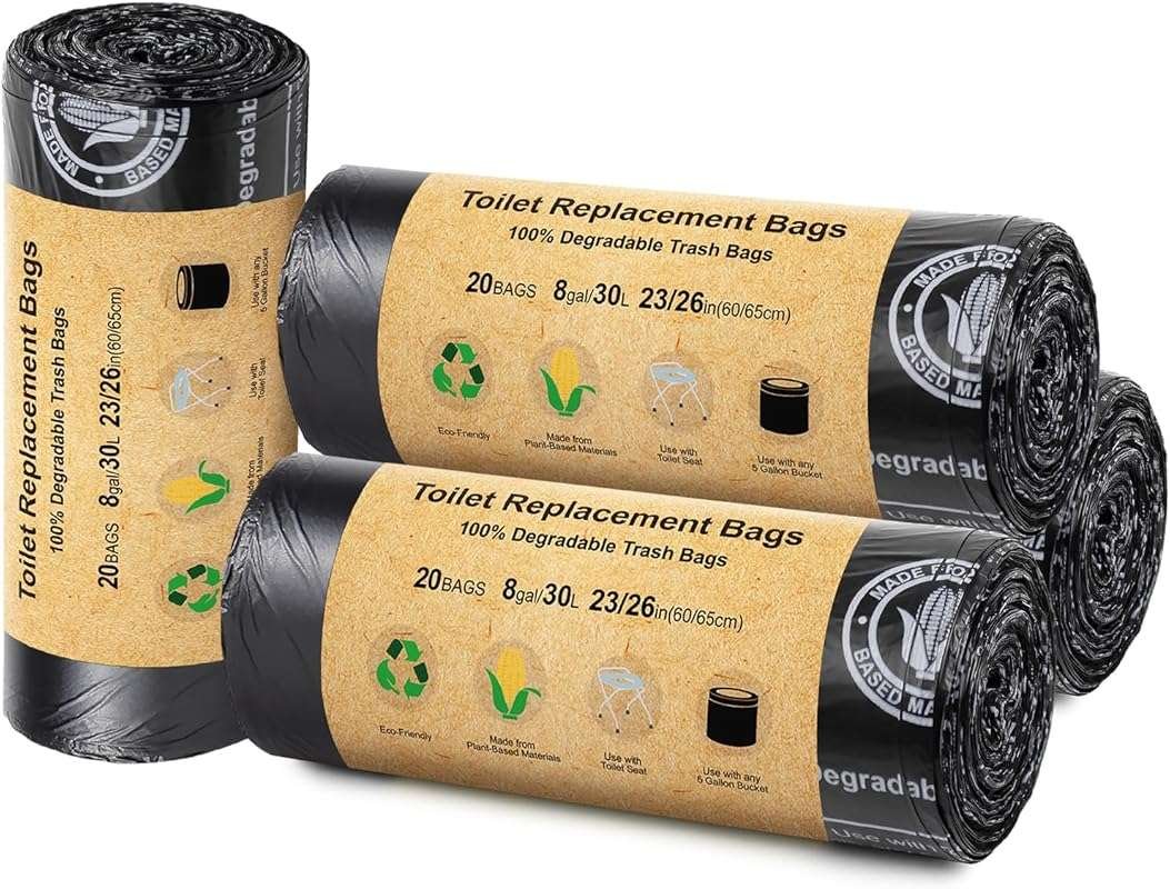 BLIKA Heavy Duty 1 Mil 8 Gallon Compostable Toilet Bags for Portable C