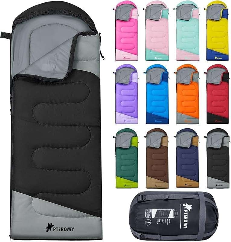 PTEROMY Lightweight Adult Sleeping Bag: Water-Resistant, Machine Washa