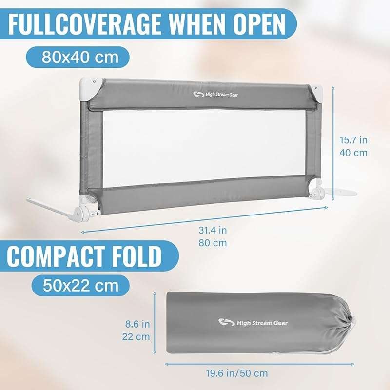 Portable Toddler Bed Rail for Home & Travel - Easy 1-Min Setup Safety 