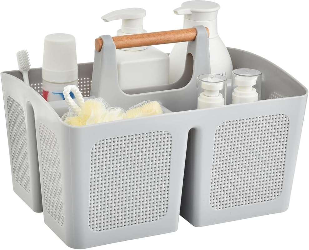 ALINK Portable Plastic Shower Caddy Basket with Dividers, Organizer To