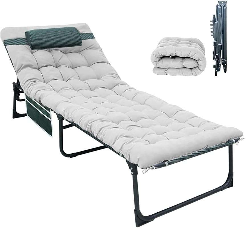 YELLOW JACKET Adjustable 5-Position Folding Camping Cot with Mattress 