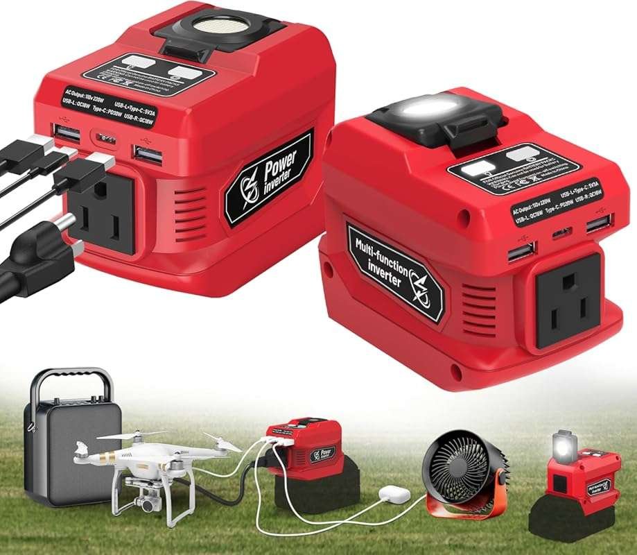 220W Power Inverter for Milwaukee 18V Battery, Portable Generator with