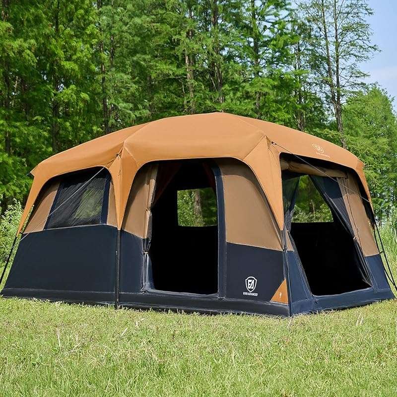 EVER ADVANCED 10 Person Blackout Camping Tent, Multi Room Family Tent