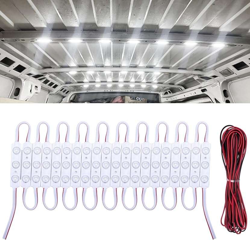 12V 60 LED Van Interior Light Strip Kit for Cargo Trucks, RVs & Boats