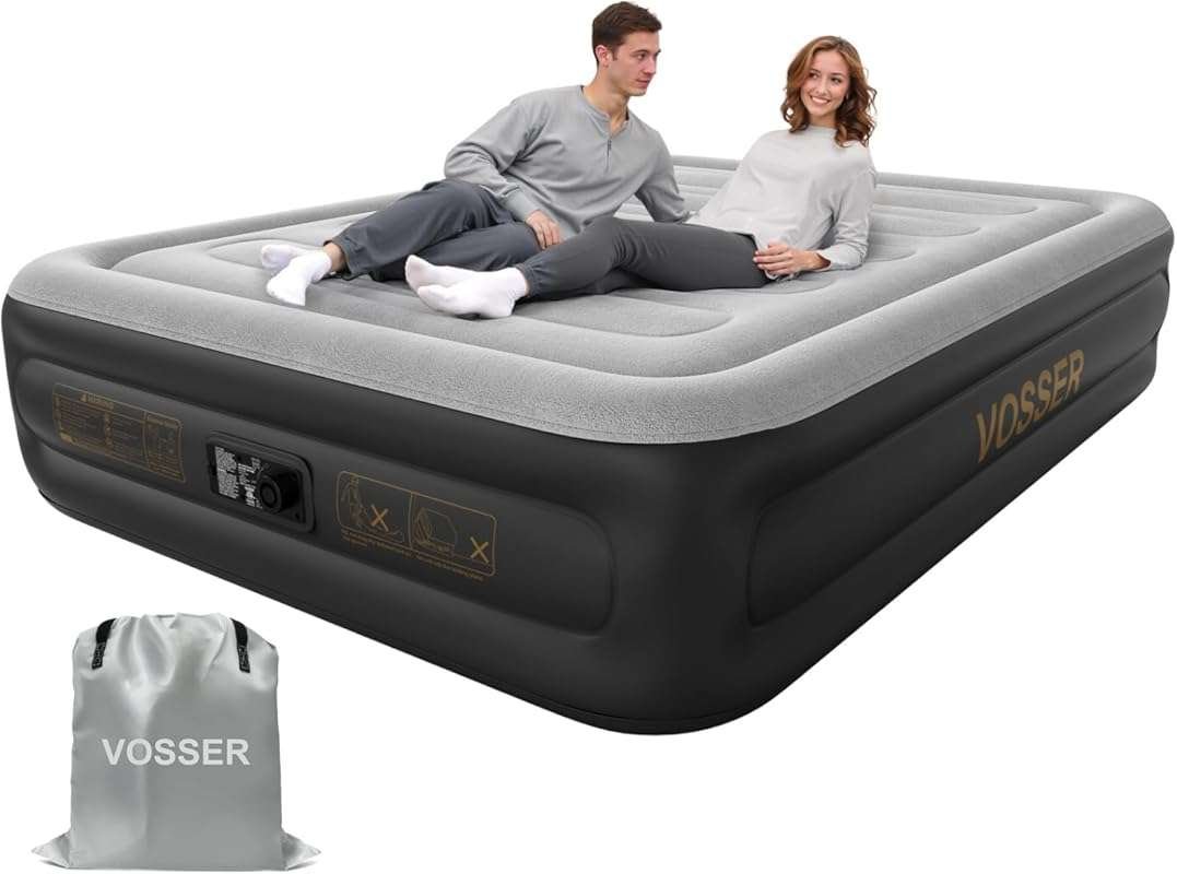 Heavy Duty Queen Air Mattress with Built-in Pump for Camping and Home 