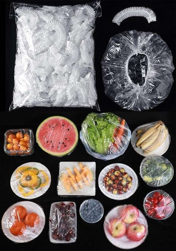 300pcs Reusable Elastic Food Covers - Universal Stretchable Clear Adju
