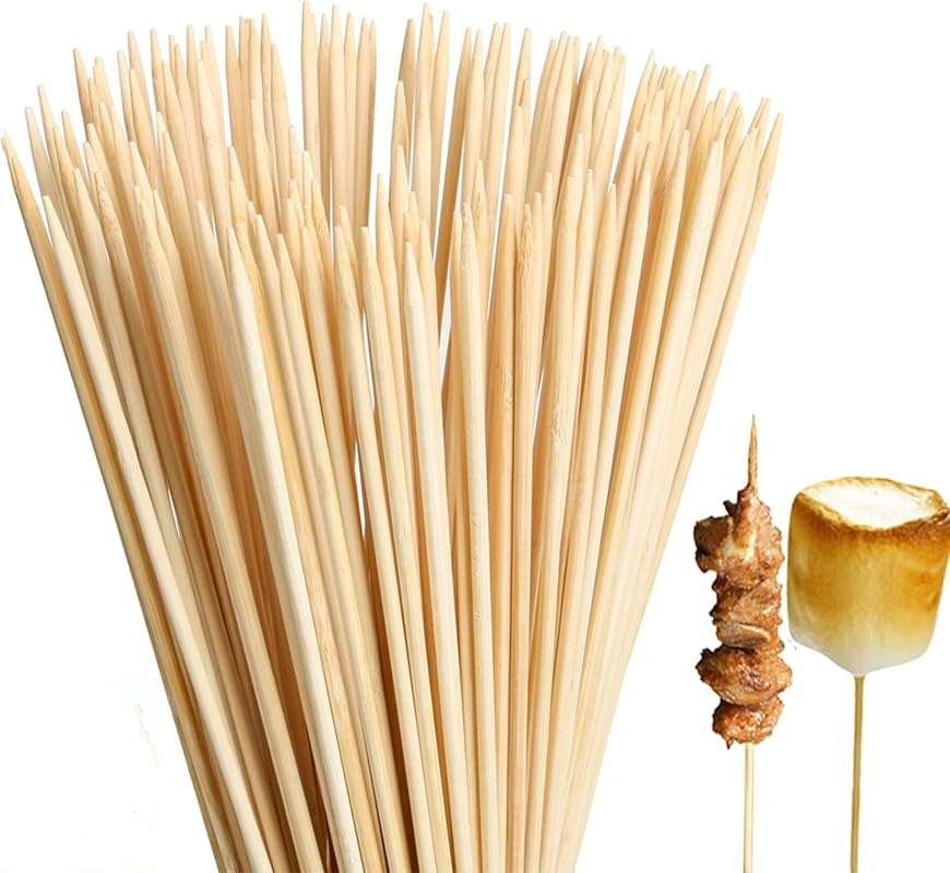 Natural Bamboo Skewers 30 Inch: Extra Long, Heavy Duty for BBQ, Grilli