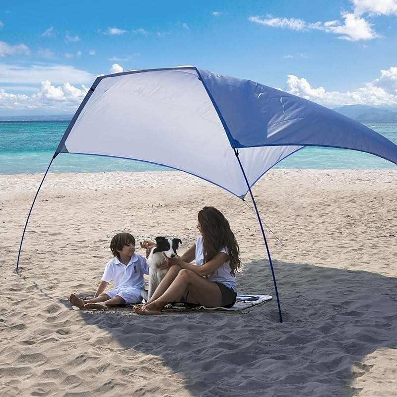 Beach Wind-Powered Shade Canopy, Portable Sun Shelter Tent, UPF 50+ UV