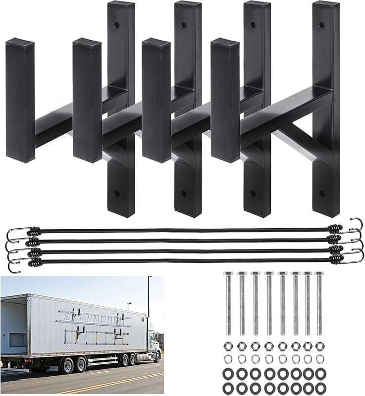 Heavy Duty Steel Ladder Rack for Trailer Side Wall Mount with Elastic