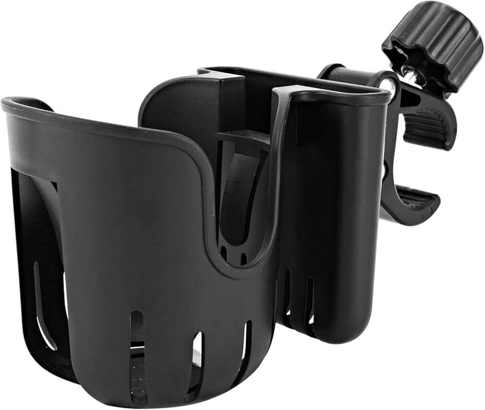 Universal 2-in-1 Stroller Cup Holder with Phone Holder, Fits Most Cups