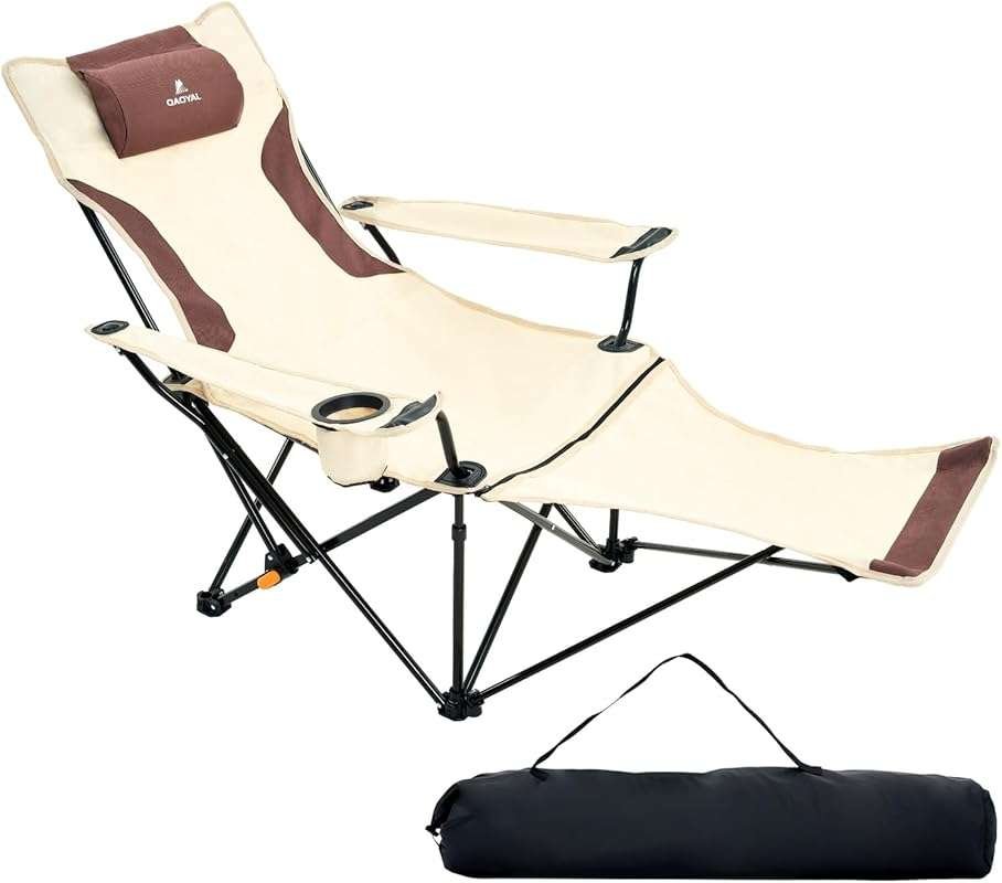 Reclining Camping Chair with Footrest: 4-Position Adjustable, Lightwei