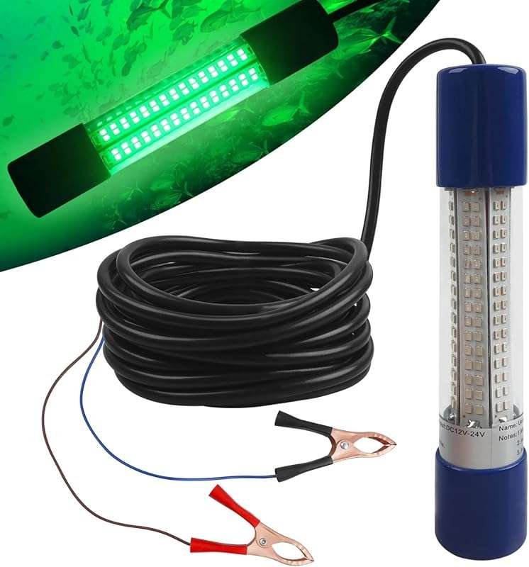 JSHANMEI 12V LED Green Underwater Fishing Light, Submersible Fish Bait