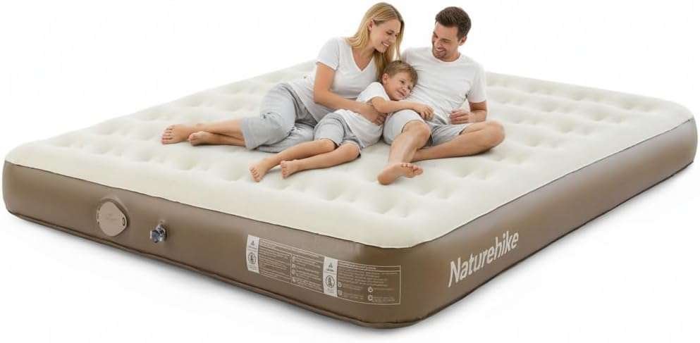 Naturehike King Size Air Mattress: Compact, USB Rechargeable Pump, Inf