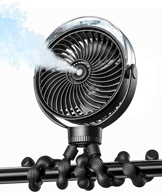 SWEETFULL Misting Stroller Fan – Portable Baby Fan with Spray Cooling,