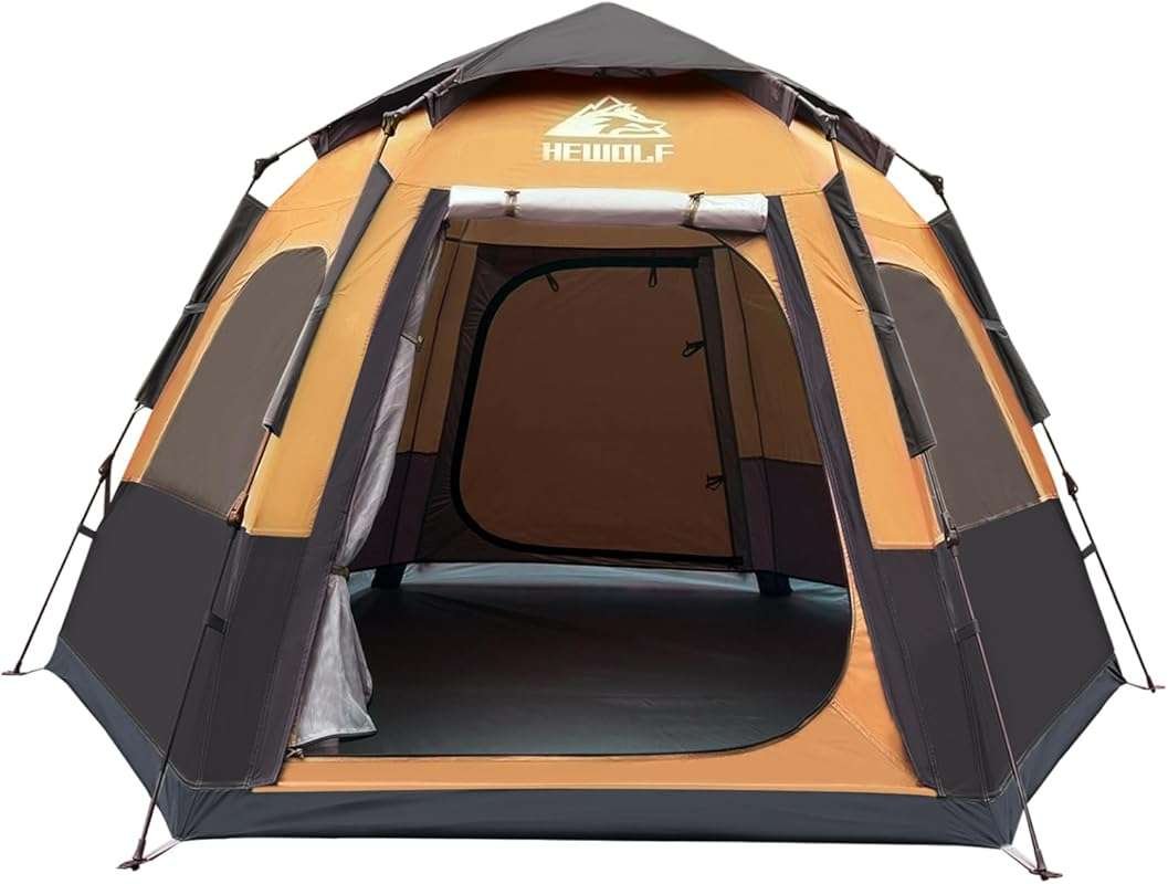 Hewolf 2-4 Person Instant Pop Up Camping Tent: Waterproof, Easy Setup 