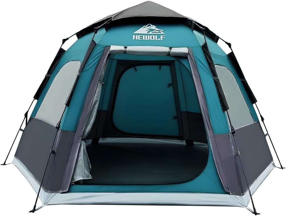 Hewolf 2-4 Person Instant Pop Up Camping Tent: Waterproof, Easy Setup 
