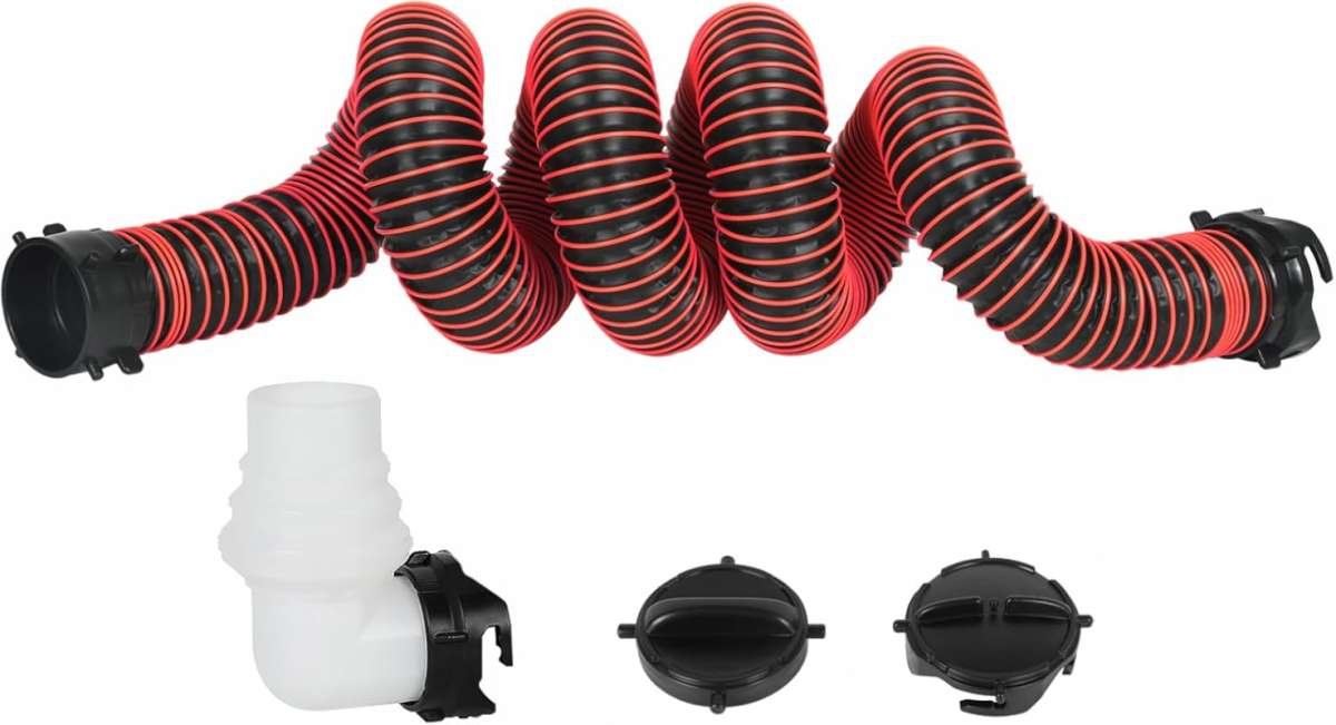 15FT Heavy Duty RV Sewer Hose Kit: Durable TPE, Abrasion & Crush Resis