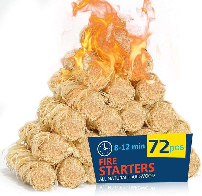72Pcs Extra Long 12-Minute Natural Fire Starters for Camping, Grill, S