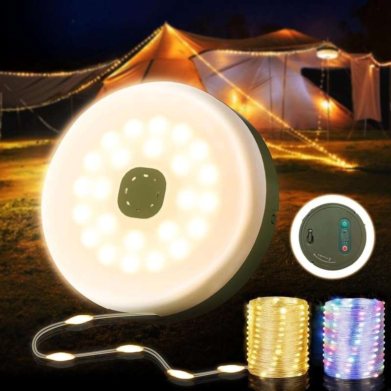 Rechargeable Camping String Lights, 32.8FT 8 Modes Waterproof Portable
