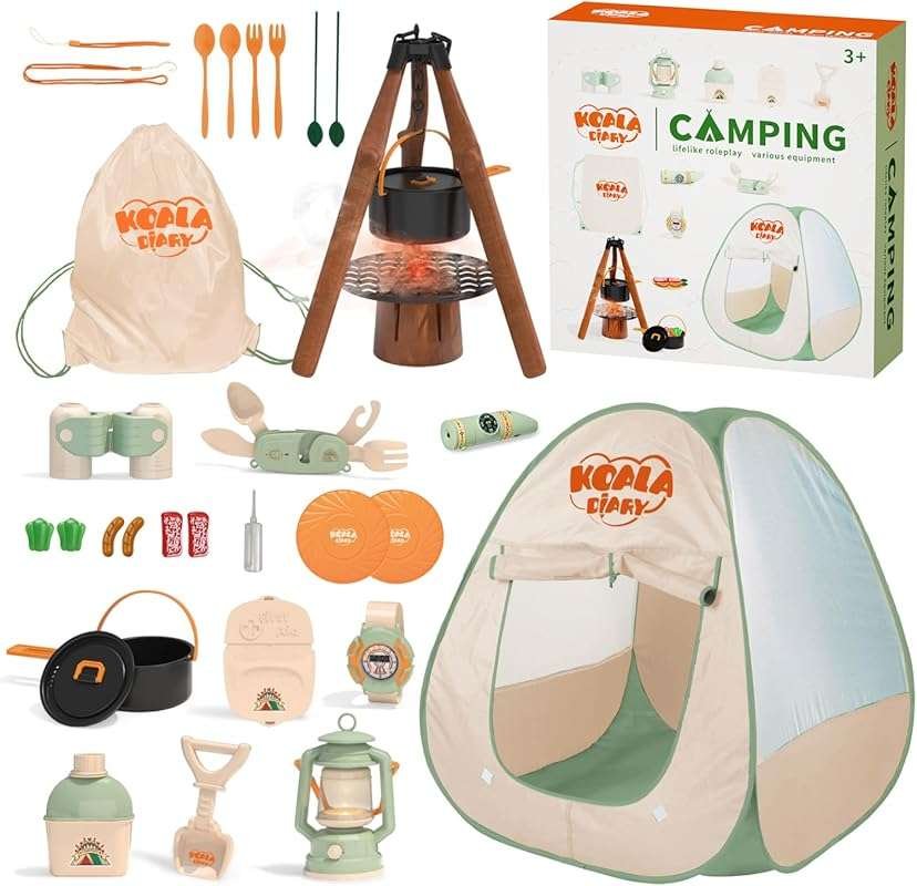 Indoor/Outdoor Kids Camping Adventure Kit with Tent, Stove & Oil Lamp 